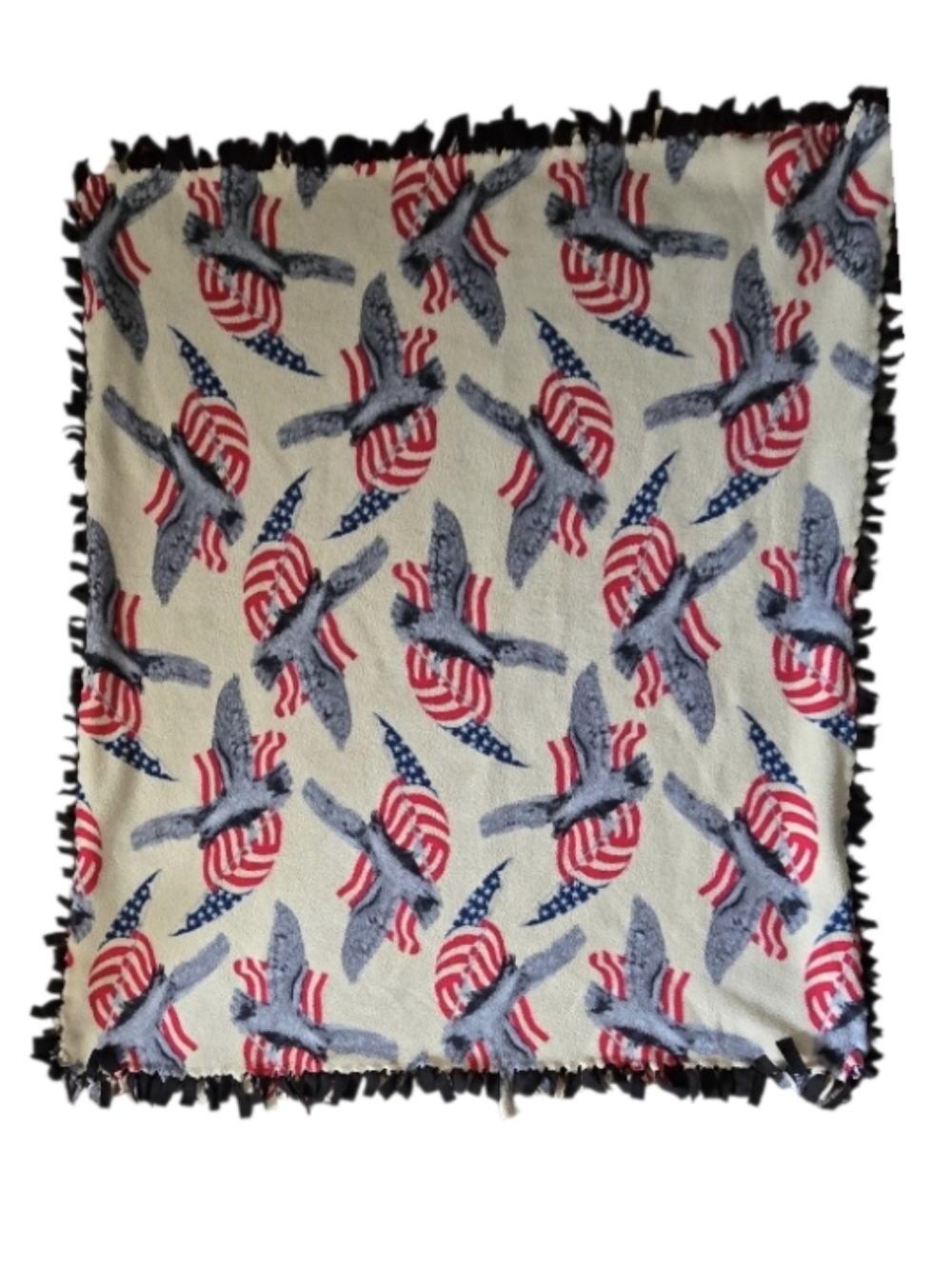 Patriotic Eagle And Flag Fleece Throw Blanket - Red, White & Blue